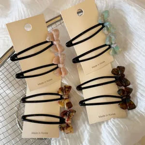 Conjunto de pinzas para el cabello con lazo de acetato, elegantes accesorios coreanos.