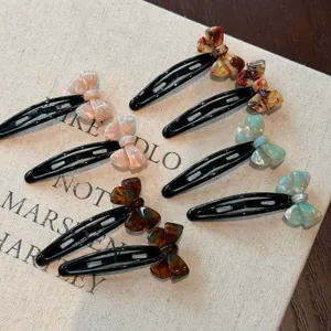 Pinza pelo lazo acetato coreana clip lateral tierno flequillo horquilla detalle visualización