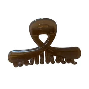Molletta per capelli marrone lucida stile coreano da donna elegante artiglio in resina.