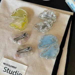 Acetate rhinestone wing hair clips cute side clips hairpin sweet hair accessories set