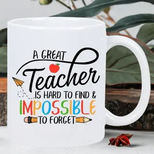 Tasse à café en céramique inspirante pour professeur avec citation, cadeau idéal.