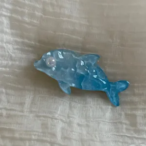 Blue dolphin hair clip cute resin hair accessory for kids and girls daily hair styling.