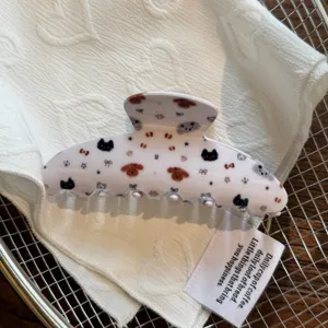 Bonita pinza de pelo de acetato para mujer, elegante pinza de tiburón con bonitos estampados.