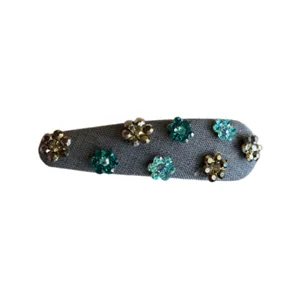 Pinza de pelo con flores de diamantes de imitación retro, clip BB gris, accesorio elegante.
