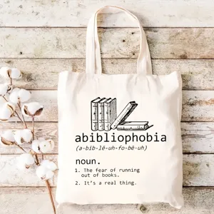 Vintage book lover canvas tote bag, aesthetic literary quote cotton shoulder bag for daily use.