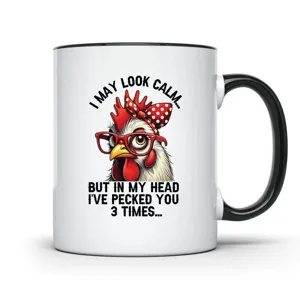 Lustige Hühner Keramik Kaffeetasse mit schwarzem Henkel, perfektes originelles Geschenk.