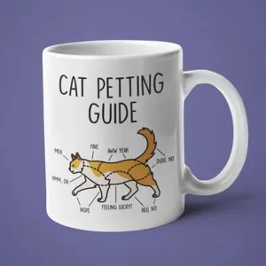 Witzige Katzenstreichel-Anleitung Keramik Tasse, lustiges Geschenk für Katzenliebhaber.