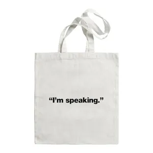 Witte canvas shopper tas met zwarte letterprint, casual schoudertas voor dames.