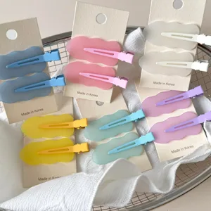 Cute pastel wavy hair clips for kids, candy color side clips, adorable hair accessories.