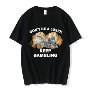 Unisex casual short sleeve graphic t-shirt featuring funny gambling casino print style.
