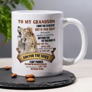 Modern Bone China Lion Illustration Coffee Mug High Temperature Resistant Grandson Quote Ceramic Tea Cup Gift For Family Office Daily Use White Black