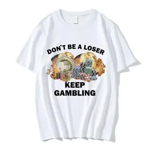 Unisex Streetwear Cotton Printed T-Shirt Hip Hop Casual Crew Neck Short Sleeve Top With Casino Graphic Letter Print Graphic Tee