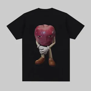 Funny 3D Humanized Apple Print Cotton T-Shirt Round Neck Short Sleeve Tee Casual Streetwear Unisex Top