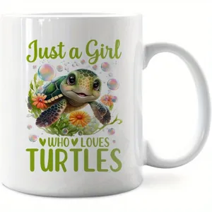 Cute Cartoon Sea Turtle Printed 11oz Ceramic Coffee Mug Perfect For Daily Use And Gift