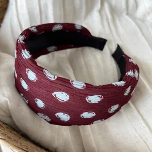 Korean retro polka dot wide headband for women stylish daily hair accessory fine detail view