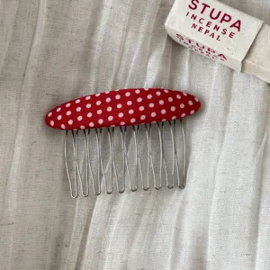 Red polka dot fabric hair comb cute side hair clip vintage hair accessories for daily wear
