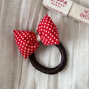 Red polka dot bow hair scrunchie cute hair tie daily hair accessories for women girls