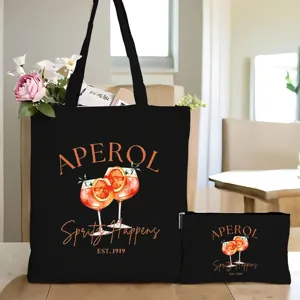 Damen Retro Canvas Tragetasche Zweiteilig Kosmetik Set Große Kapazität Bedruckte Schulter Top Griff Top Für Casual Reise