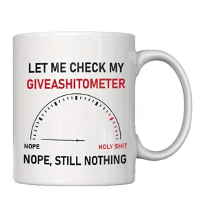 Tasse à café en céramique blanche amusante avec design de jauge et citation drôle pour cadeau.
