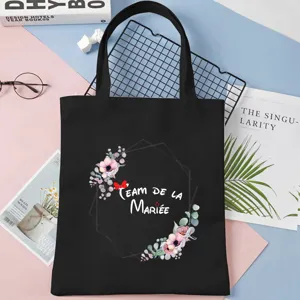 Western Retro Canvas Tote Bag Large Capacity Shoulder Handbag French Wedding Floral Print Ribbon Shopping Grocery Bag For Women