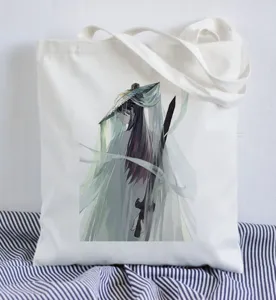 Leinwand Tragetasche mit Anime Charakter Druck, lässige Schulter Einkaufstasche Alltag.