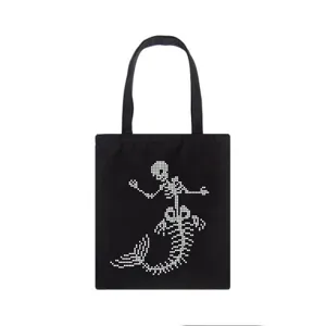 Hip-Hop Gothic Canvas Tragetasche Punk Pixel Skelett Druck Umhängetasche Harajuku Dark Große Handtasche Einkaufstasche Für Den Alltag