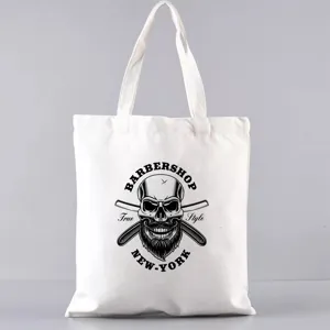 Vintage Totenkopf Druck Canvas Tragetasche, lässige Schultertasche für Einkäufe und Schule.