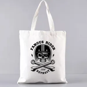 Leinwand Tragetasche mit Totenkopf Motiv, lässige Umhängetasche für Schüler und Freizeit.