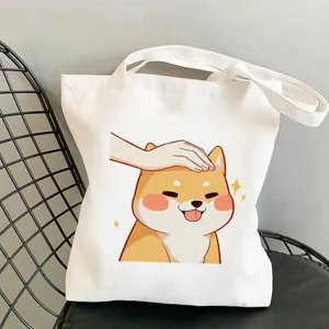 Niedliche Shiba Inu Segeltuch Tragetasche, Freizeit Umhängetasche für Damen und Schule.