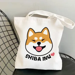 Süße Shiba Inu Druck Canvas Tragetasche, lässige Umhängetasche für Schüler und Einkäufe.