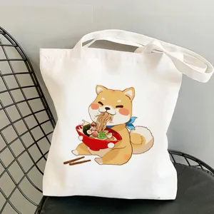 Süße Shiba Inu Canvas Tragetasche, lässige Schulterhandtasche für Studenten und Alltagseinkäufe.