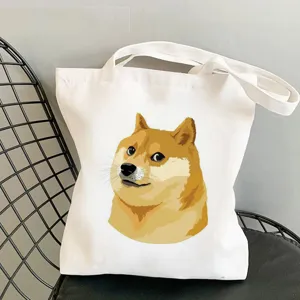 Niedliche Shiba Inu Doge Segeltuch Tragetasche lässige Schulter Handtasche für den Alltag.