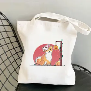 Süßer Shiba Inu Druck Segeltuchtasche lässige Studenten Umhängetasche Einkaufstasche