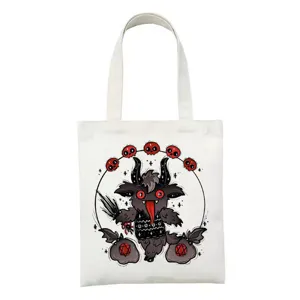 Gotische Satanische Kat Canvas Tote Tas Leuke Demon Grafische Schouder Handtas Stijl
