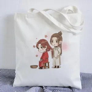 Anime Druck Canvas Tragetasche, lässige Schulter Shopper Tasche mit süßem Cartoon Motiv.