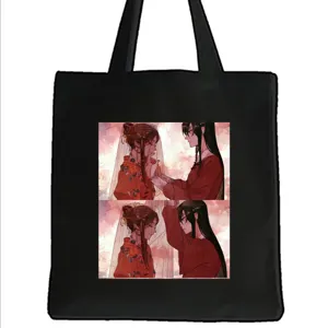 Anime Grafik Segeltuch Tragetasche Klassischer Druck Umhängetasche Offene Oberseite Lässige Handtasche Wiederverwendbare Einkaufstasche