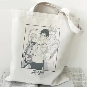 Yuri on Ice Anime Druck Canvas Tragetasche, lässige Schulter Handtasche für Studenten.