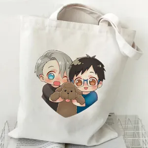 Yuri on Ice Anime Druck Segeltuch Tragetasche, süße Schulter Einkaufstasche für Studenten.