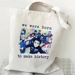 Yuri on Ice Anime Canvas Tragetasche, Harajuku Schultertasche Shopping Bag fuer Studenten.