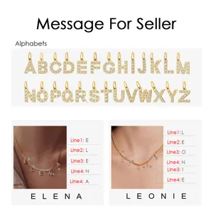 Collier pendentif initiales alphabet strass personnalisable mode bijoux pour femmes