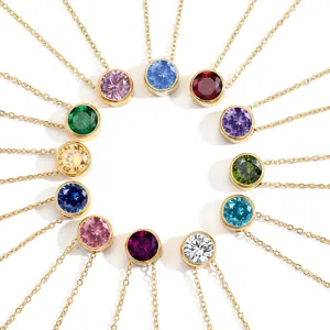 Élégant collier pendentif zircone multicolore chaîne courte clavicule bijoux pour femmes