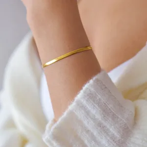 Elegant minimaliste or plat serpent chaine bracelet pour femmes bijoux accessoires mode