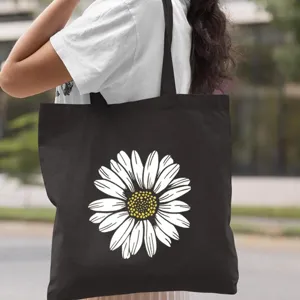 Sac Cabas en Toile Imprimé Floral Minimaliste Pour Femmes Sac à Épaule Rétro École Trajet Grand Sac en Tissu