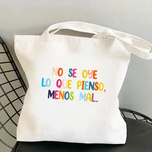 Spanischer Spruch bedruckte Segeltuch Tasche lässige Umhängetasche Alltagstasche!