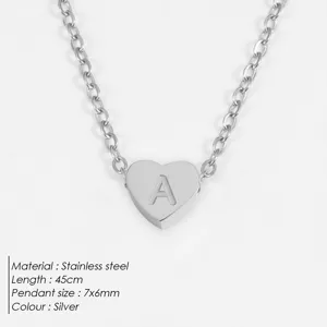 Edelstahl Herz Buchstabe A Anhänger Halskette minimalistische silberne Kette Schmuck