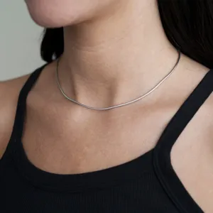 Collana Girocollo a Catena di Serpente Rotonda in Acciaio Inossidabile Minimalista Per Donna Uomo Oro Argento Oro Rosa Placcato Catena Semplice Regalo Gioielli