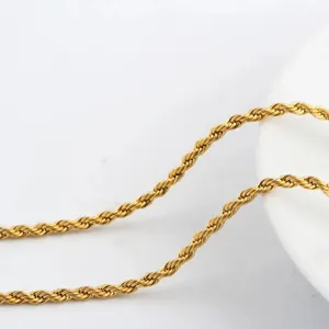 Goldener Titanstahl Seilkette Halskette klassischer minimalistischer Modeschmuck