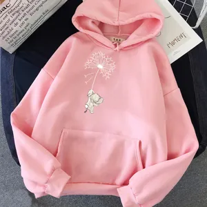 Sweat à capuche rose avec imprimé graphique mignon haut pull à manches longues décontracté.