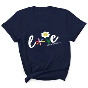 Dames Modal Madeliefje Liefdesbrief Bedrukt T-Shirt Casual Ronde Hals Korte Mouw Top Sweet Graphic Tee
