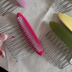 Korean style oval acetate hair comb metallic teeth chic versatile hair accessory set for daily use